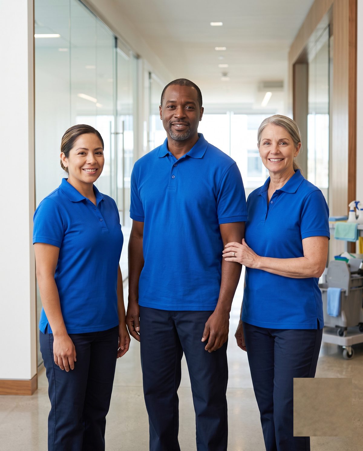 Diverse team of Maravilla cleaning professionals in uniform